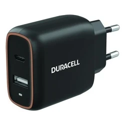 Φορτιστής τοίχου Duracell DRACUSB19-EU 20W USB-C + USB-A Μαύρος