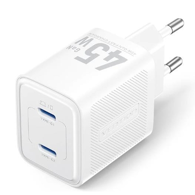 Product Φορτιστής Πρίζας Vention 45W USB-C/2P White Fefw0-EU base image