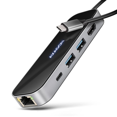 Product USB Hub Axagon I/O Usb-C 6In1/Glass 0.2M Hmc-6Gln base image