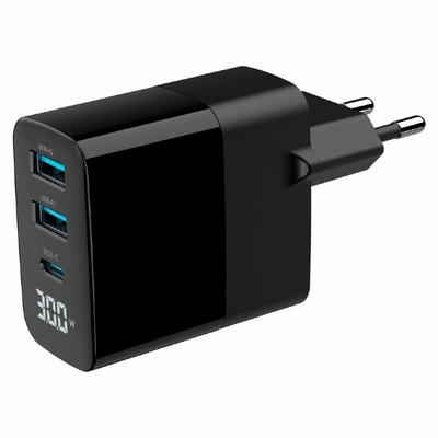 Product Φορτιστής Πρίζας Gembird 30W 3Port Ta-Uc-Pdqc30Lcd-Bk-02 base image