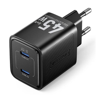 Product Φορτιστής Πρίζας Vention 45W USB-C/2P Black Fefb0-EU base image