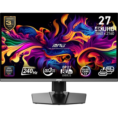 Product Monitor 27" MSI Mpg 272Urx QD-OLED / Gaming/4K / QD-OLED / 3840X2160 / 240Hz / Black base image