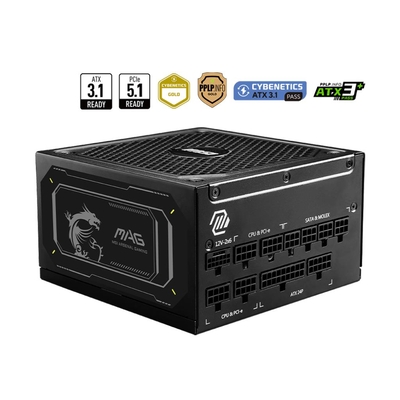 Product Τροφοδοτικό 1000W MSI Mag A1000Gl Pcie5 Ii / Atx 3.1 / 80 Plus Gold / Maga1000Glpcie5Ii base image