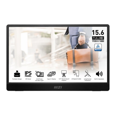 Product Monitor 15.6" MSI Pro Mp161 E2 Business IPS 1920X1080 16:9 60Hz Speakers Black base image