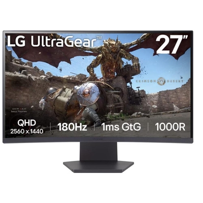 Product Monitor 27" LG 27Gs60Qc-B Gaming Curved VA 2560X1440 16:9 180 Hz Matte Tilt Black base image