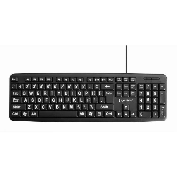 Πληκτρολόγιο Ενσύρματο Gembird Standart Usb Eng Big/Lett. Black Kb-Us-103