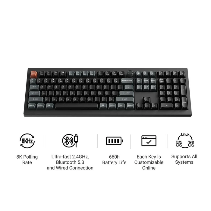 Gaming Πληκτρολόγιο Keychron Wrl V6 Ultra Black V6U-D4