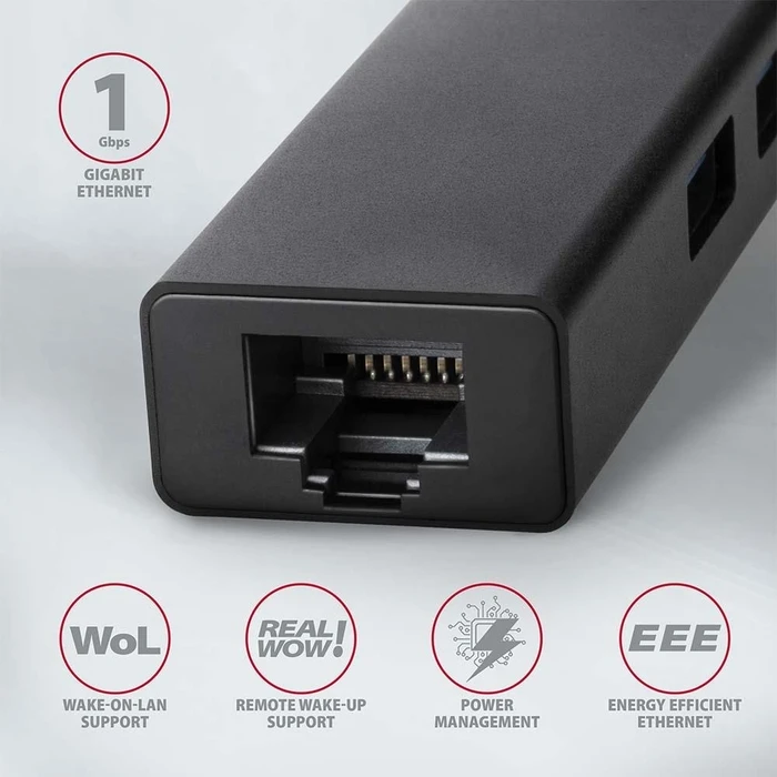 USB Hub Axagon I O Hub Usb3.2 3Port Glan 0.2M Hma-Gl3A
