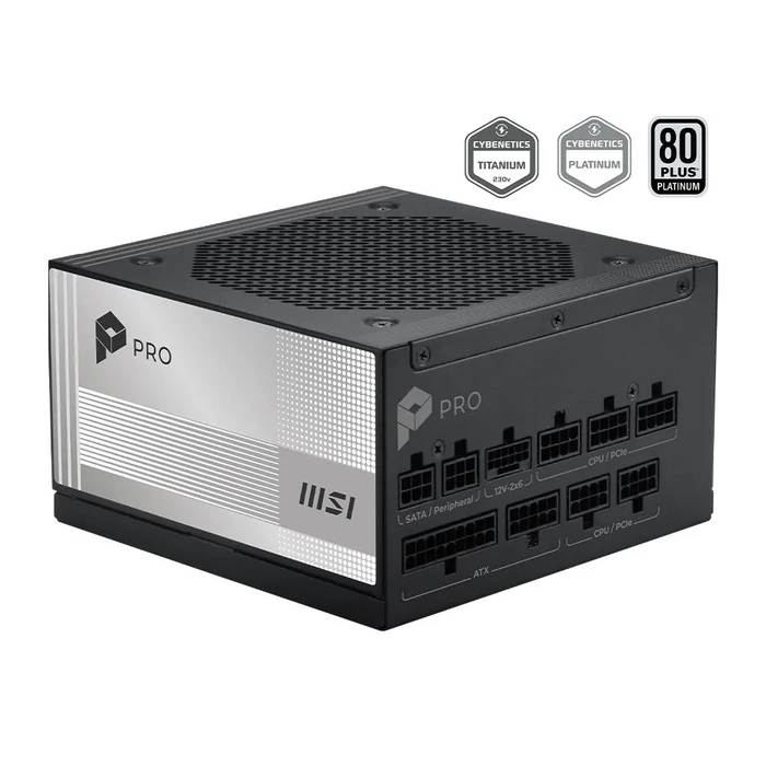 MSI PRO A1000PL PCIE5 1000W ATX 3.1 80 PLUS Platinum Power Supply