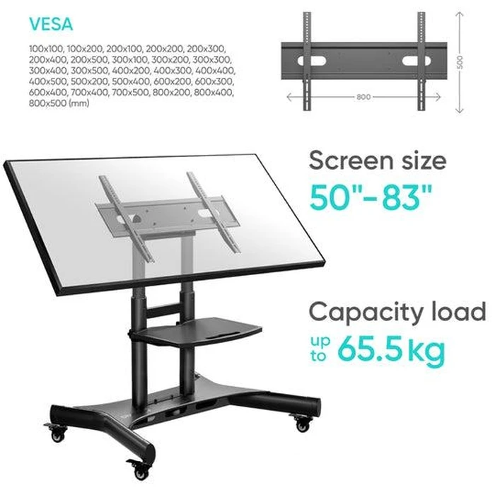 Βάση Τηλεόρασης Onkron Mobile Stand 50-83" Black Ts1380-B