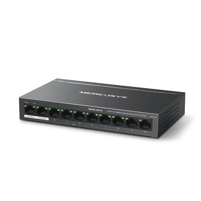 Network Switch Mercusys Ms110P 10X10Base-T 100Base-Tx Poe+ Ports 8 Ms110P