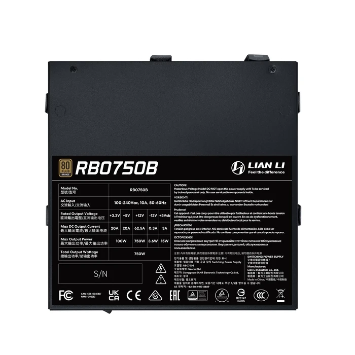 Τροφοδοτικό 750W Lian Li Rb Psu Atx 100 - 240 V G9P.Rb0750B.B000.Eu