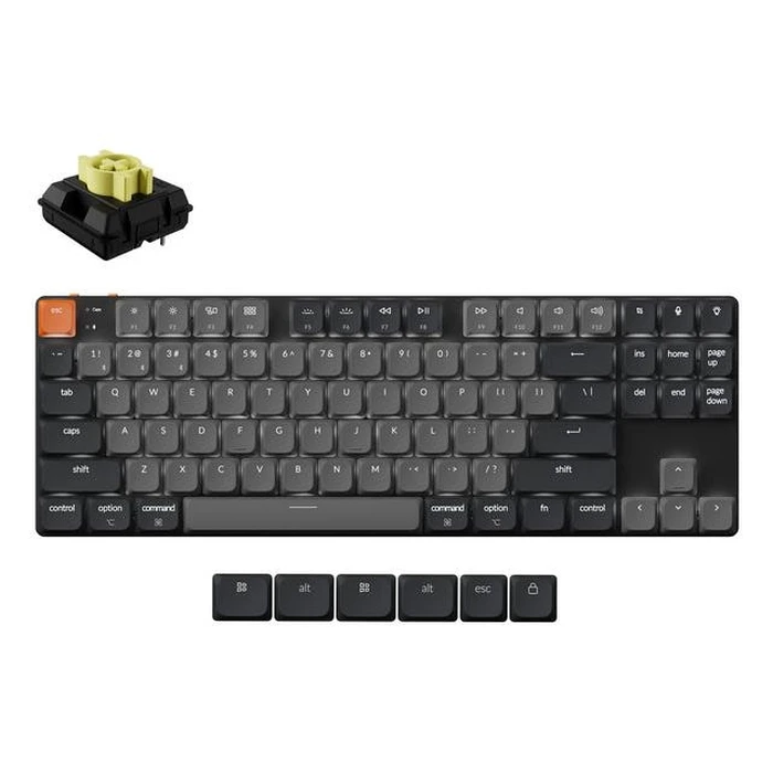KEYCHRON K1X-A4 Wired & Wireless Low-Profile 80% Keyboard USB-C Bluetooth 5.2 Grey White Backlight