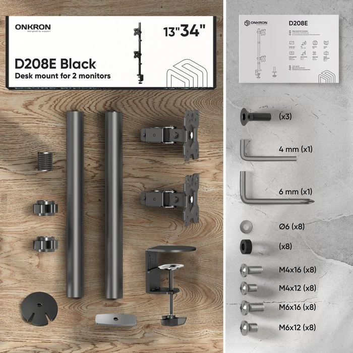 Βάση Monitor Onkron Desk Mount 13-34" Black D208E-B