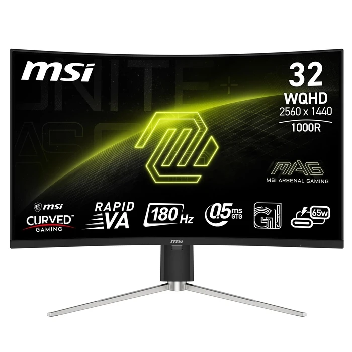 Monitor 31.5" MSI Mag 325Cqrf Qd E2 / Gaming/Curved / VA / 2560X1440 / 180 Hz / 0. Black