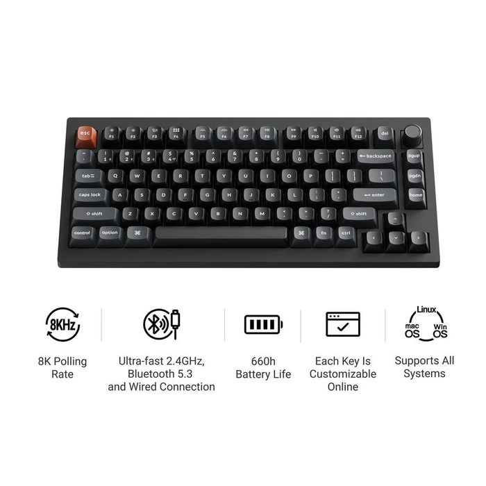 Gaming Πληκτρολόγιο Keychron Wrl V1 Ultra Black V1U-D3