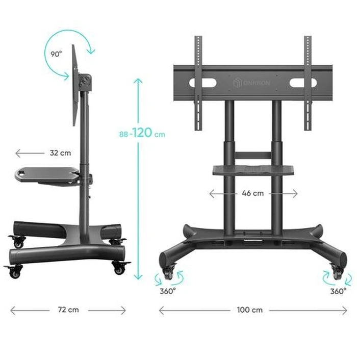 Βάση Τηλεόρασης Onkron Mobile Stand 50-83" Black Ts1380-B