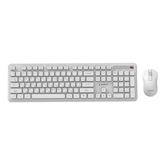 Gembird Wireless Keyboard + Mouse Combo KBS-WPS-01-W-CYRL (White, Full-size, Cyrillic)