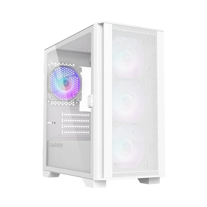 Montech AIR 100 ARGB Gaming Mini Tower PC Case - White (mATX/Mini-ITX, Tempered Glass, ARGB)