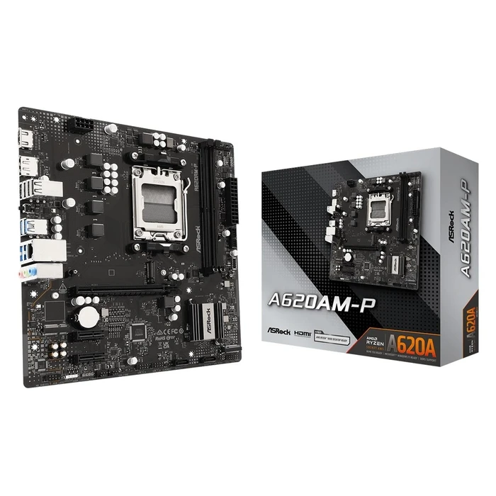 ASRock A620AM-P Mainboard - AMD A620 (A620A), Socket AM5, micro ATX, DDR5