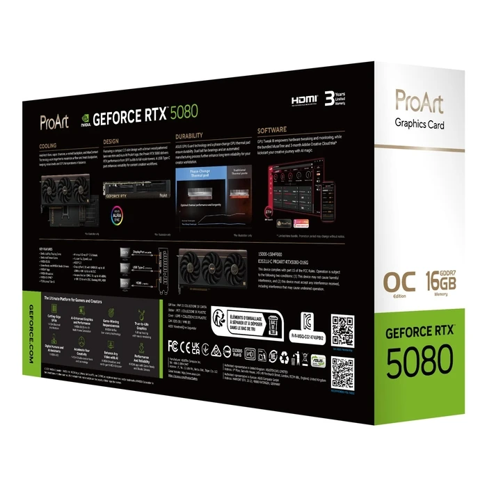 Κάρτα Γραφικών Asus Nvidia Geforce RTX 5080 16GB Gddr7 Pci Express 5.0 Active Proart-Rtx5080-O16G
