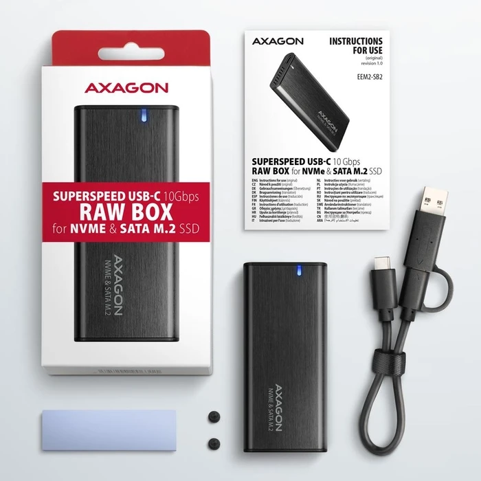 Θήκη για Σκληρό Δίσκο Axagon SsdEnclosure M.2 Nvme Sata Usb-C Eem2-Sb2