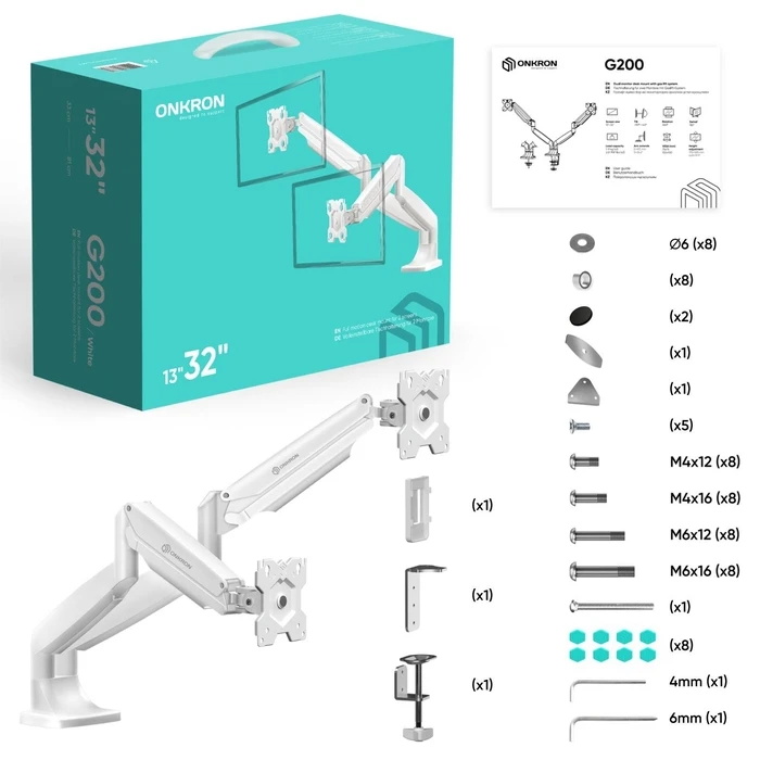 Βάση Monitor Onkron Desk Mount 13-32" White G200-W