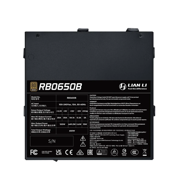 Τροφοδοτικό 650W Lian Li Rb Psu Atx 100 - 240 V G9P.Rb0650B.B000.Eu