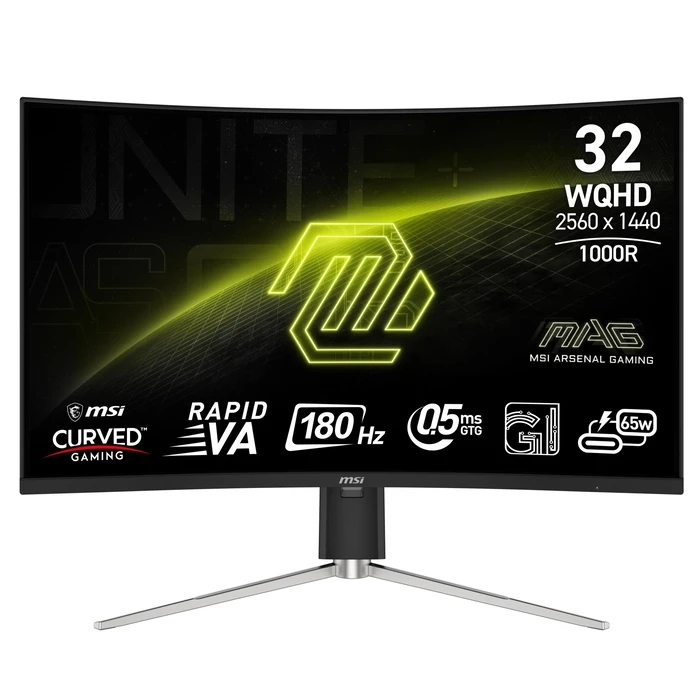 Monitor 31.5" MSI Mag 325Cqrf Qd E2 / Gaming/Curved / VA / 2560X1440 / 180 Hz / 0. Black