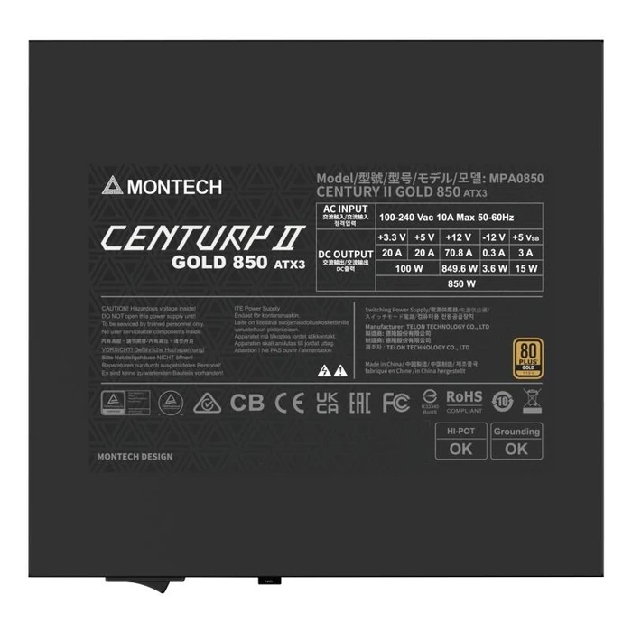 Τροφοδοτικό 850W Montech Century Ii Atx Centuryii850