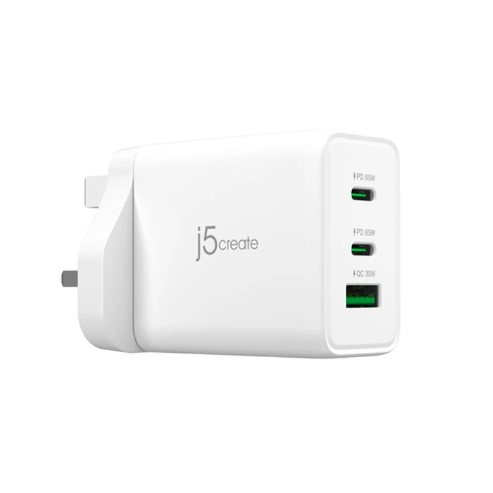 Φορτιστής Πρίζας J5create 65W GAN USB-C 3-PORT CHARGER