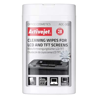 Product Μαντηλάκια Καθαρισμού Activejet AOC-302 cleaning wipes for LCD/TFT - 100 pcs base image