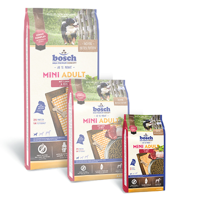 Product Ξηρά Τροφή Σκύλων Bosch MINI ADULT WITH LAMB & RICE 1kg base image
