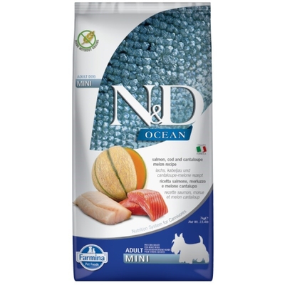 Product Ξηρά Τροφή Σκύλων Farmina N&D Ocean Salmon, Cod, Cantaloupe, Melon Adult Mini 7 kg base image