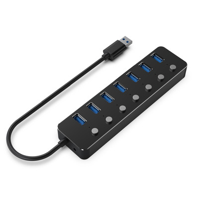 Product USB Hub Gembird UHB-U3P7P-01 7-port USB 3.1 (Gen 1) with switches, black base image