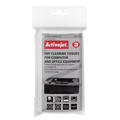 Product Μαντηλάκια Καθαρισμού Activejet AOC-300 dry wipes for computers and office equipment base image