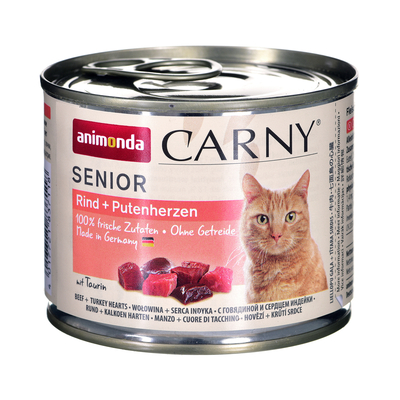 Product Υγρή Τροφή Γάτας Animonda Carny Senior Beef and turkey hearts 200 g base image
