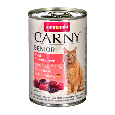 Product Υγρή Τροφή Γάτας Animonda Carny Senior Beef and turkey hearts 400 g base image