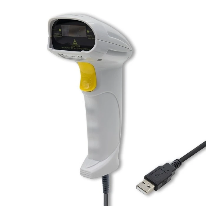 Barcode Scanner Qoltec 50877 Laser 1D ,USB ,White