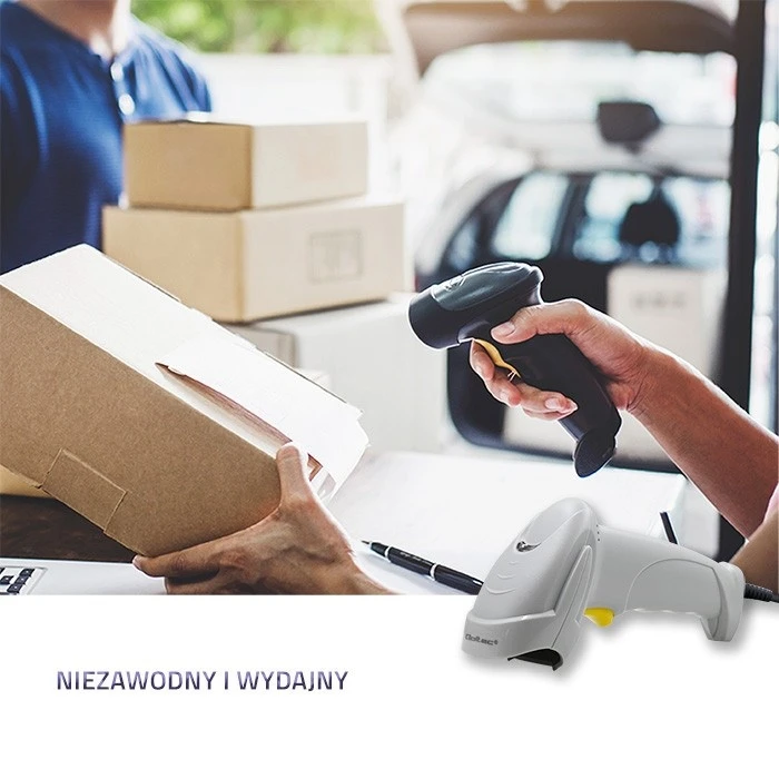 Barcode Scanner Qoltec 50877 Laser 1D ,USB ,White