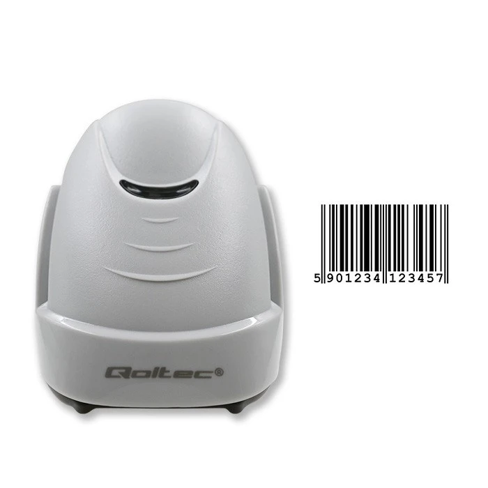 Barcode Scanner Qoltec 50877 Laser 1D ,USB ,White