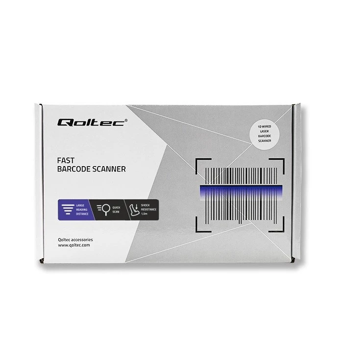 Barcode Scanner Qoltec 50877 Laser 1D ,USB ,White