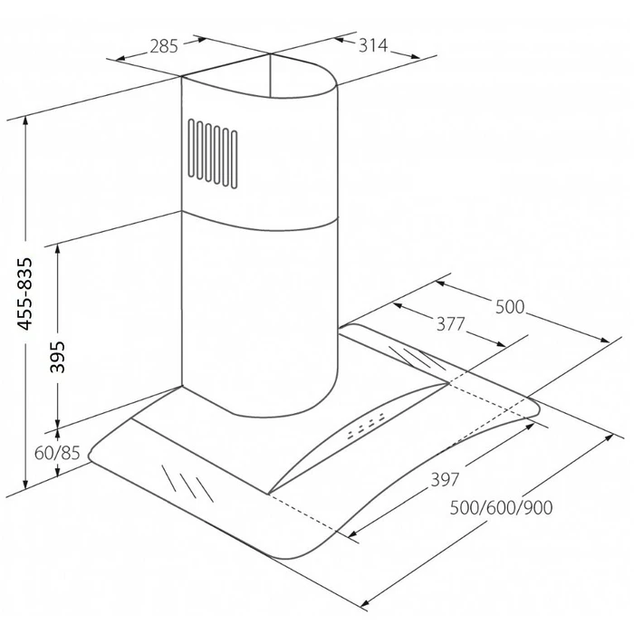 Απορροφητήρας Akpo Chimney WK-4 Largo Eco 50 Wall-mounted Black