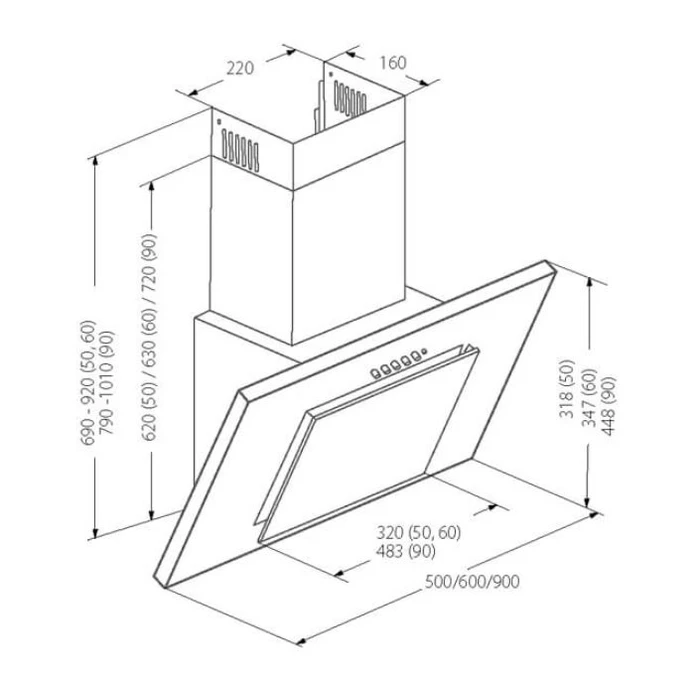 Απορροφητήρας Akpo WK-4 Nero Eco 60 Wall-mounted Gray, Black glass