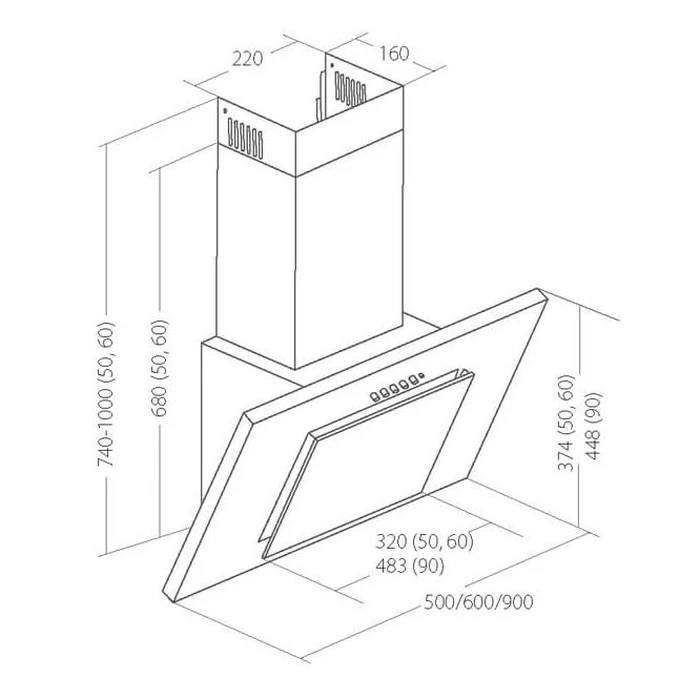 Απορροφητήρας Akpo WK-4 Nero Eco Wall-mounted 420 m³/h