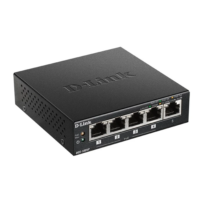 Network Switch D-Link DGS-1005P Unmanaged L2 Gigabit (10/100/1000) (PoE) Black