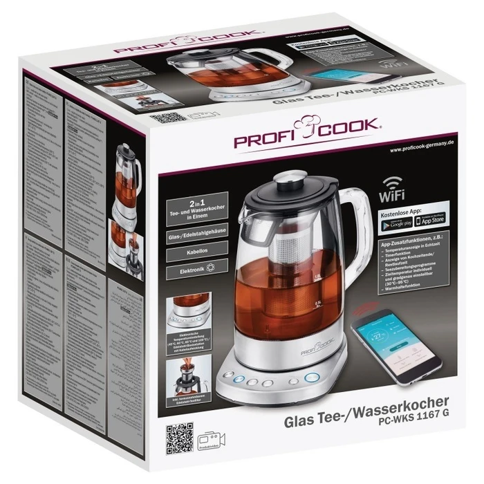 Βραστήρας ProfiCook cordless glass PC-WKS 1167