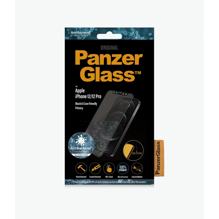 Screen Protector PanzerGlass Apple iPhone 12/12 Pro Edge-to-Edge Privacy Anti-Bacterial