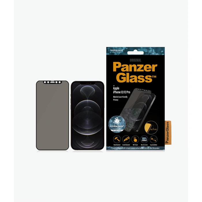 Screen Protector PanzerGlass Apple iPhone 12/12 Pro Edge-to-Edge Privacy Anti-Bacterial