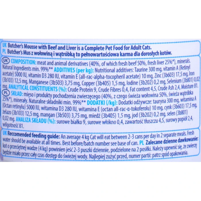 Υγρή Τροφή Γάτας BUTCHER'S Classic Delicious Dinners Beef with liver
